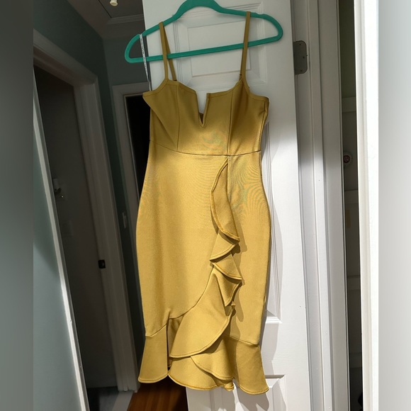 Miss Circle yellow mustard bondage dress size large with adjustable straps - Picture 1 of 8
